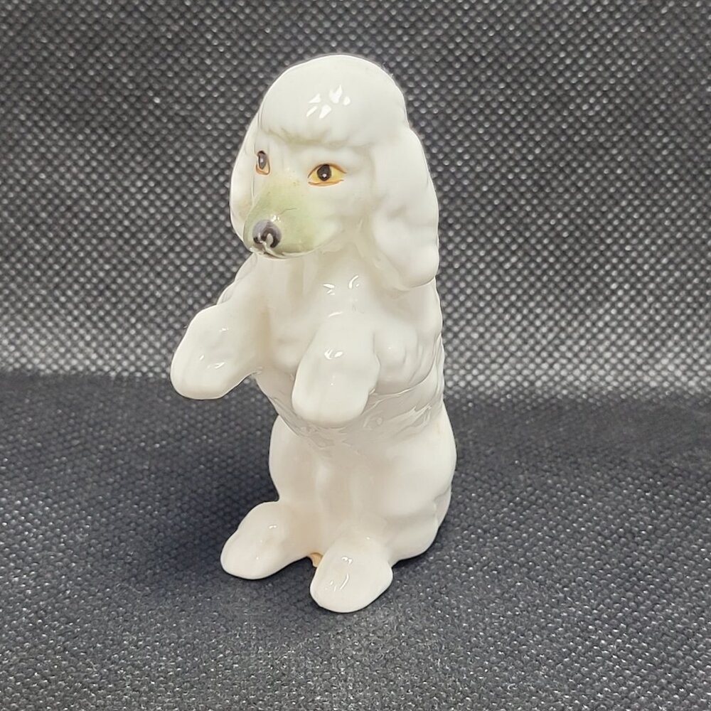 Vintage White Poodle Sitting Begging Bone China Figurine Gift Craft Canada